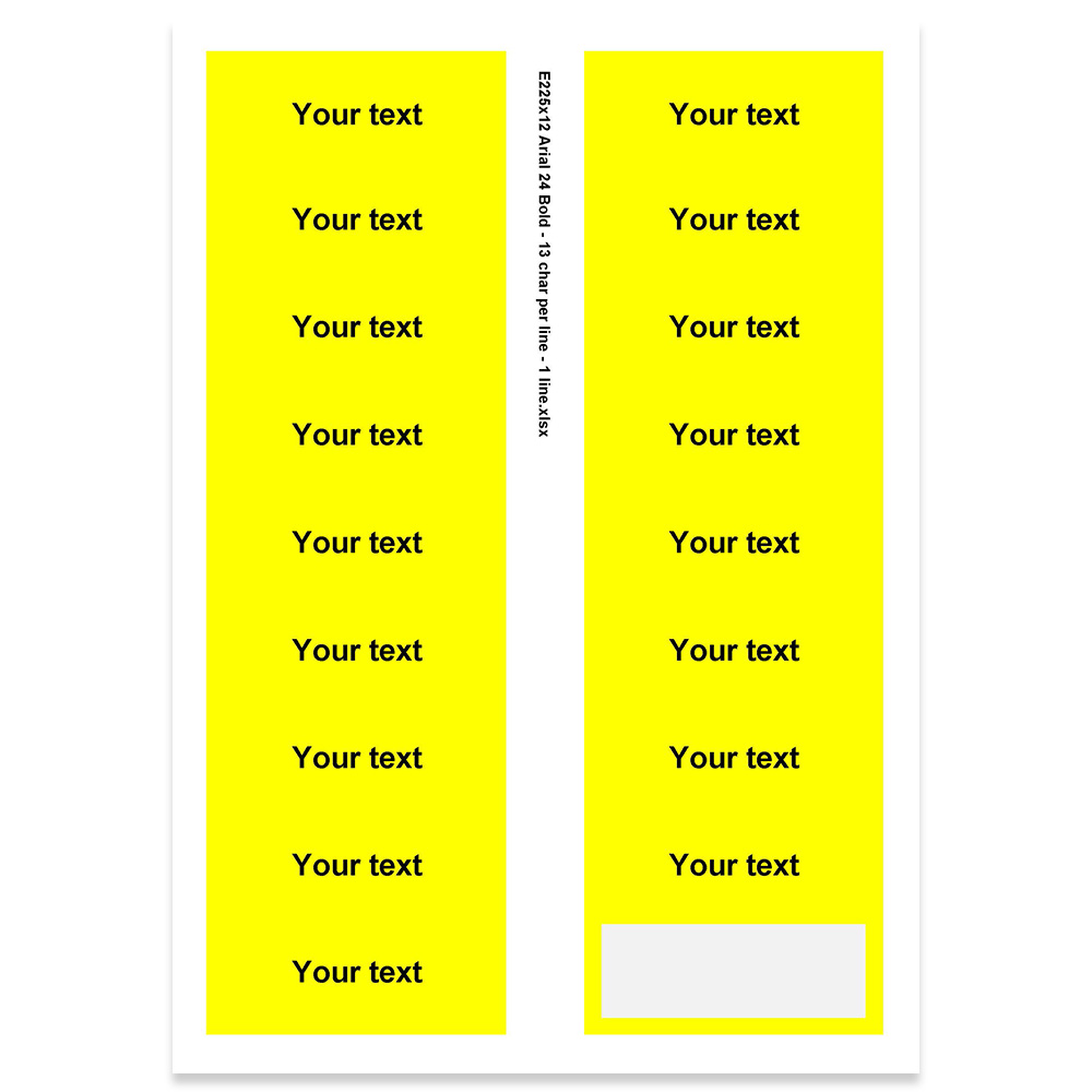 E225312 - 1 ligne, max 13 caractères (police : Arial 24)
