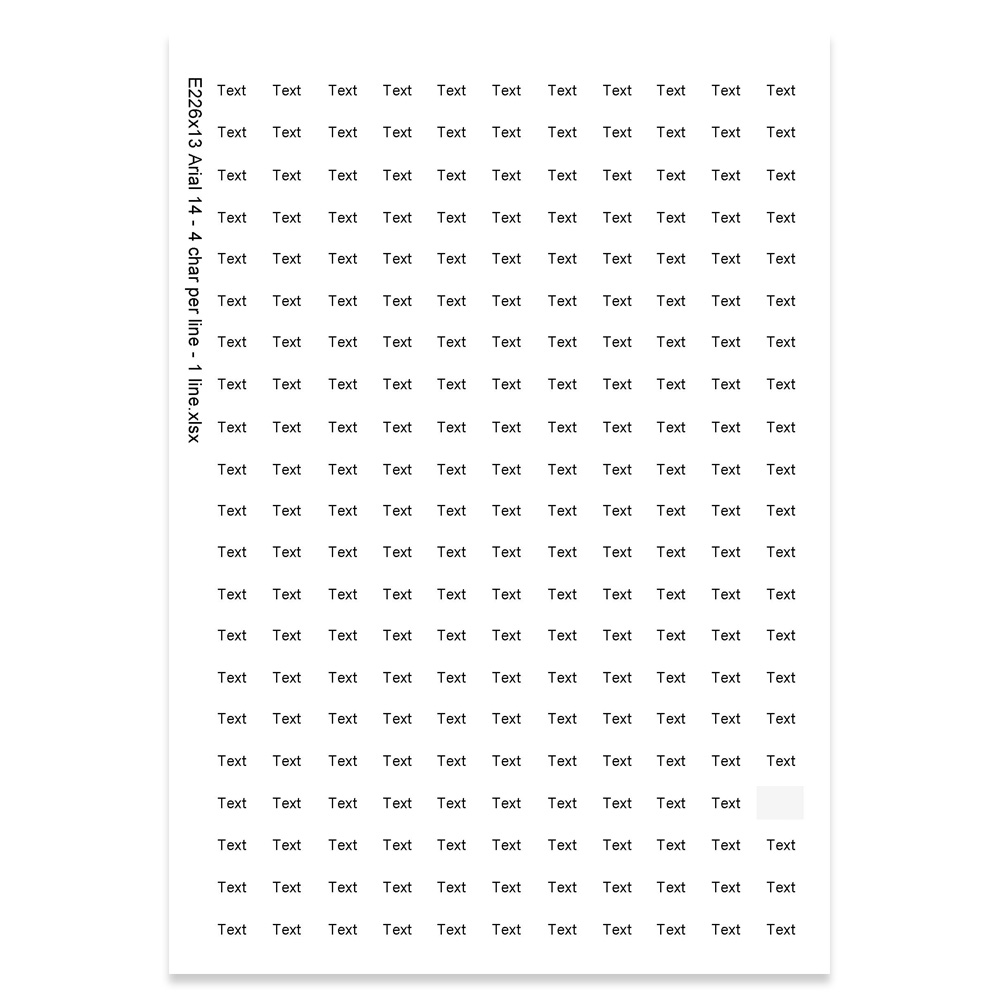 E226413 - 1 ligne, max 4 caractères (police : Arial 14)