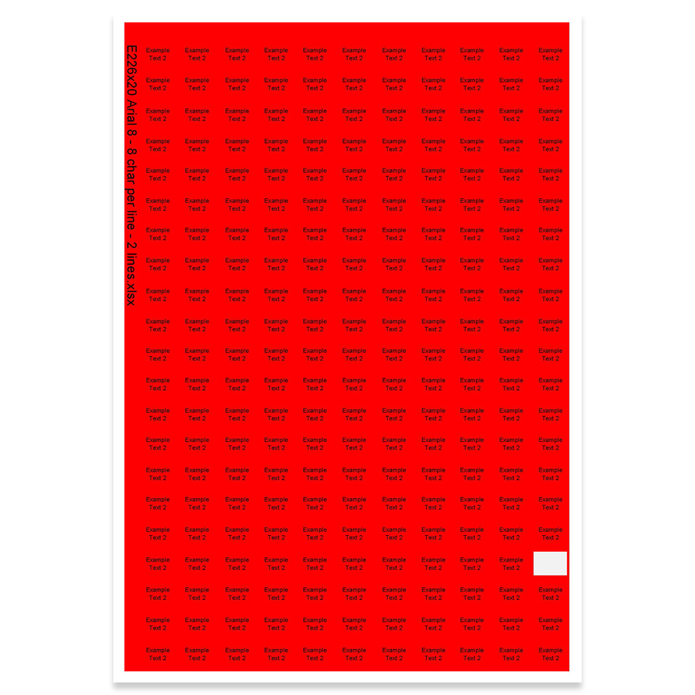 E226020 - 1 ligne, max 4 caractères (police : Arial 14)